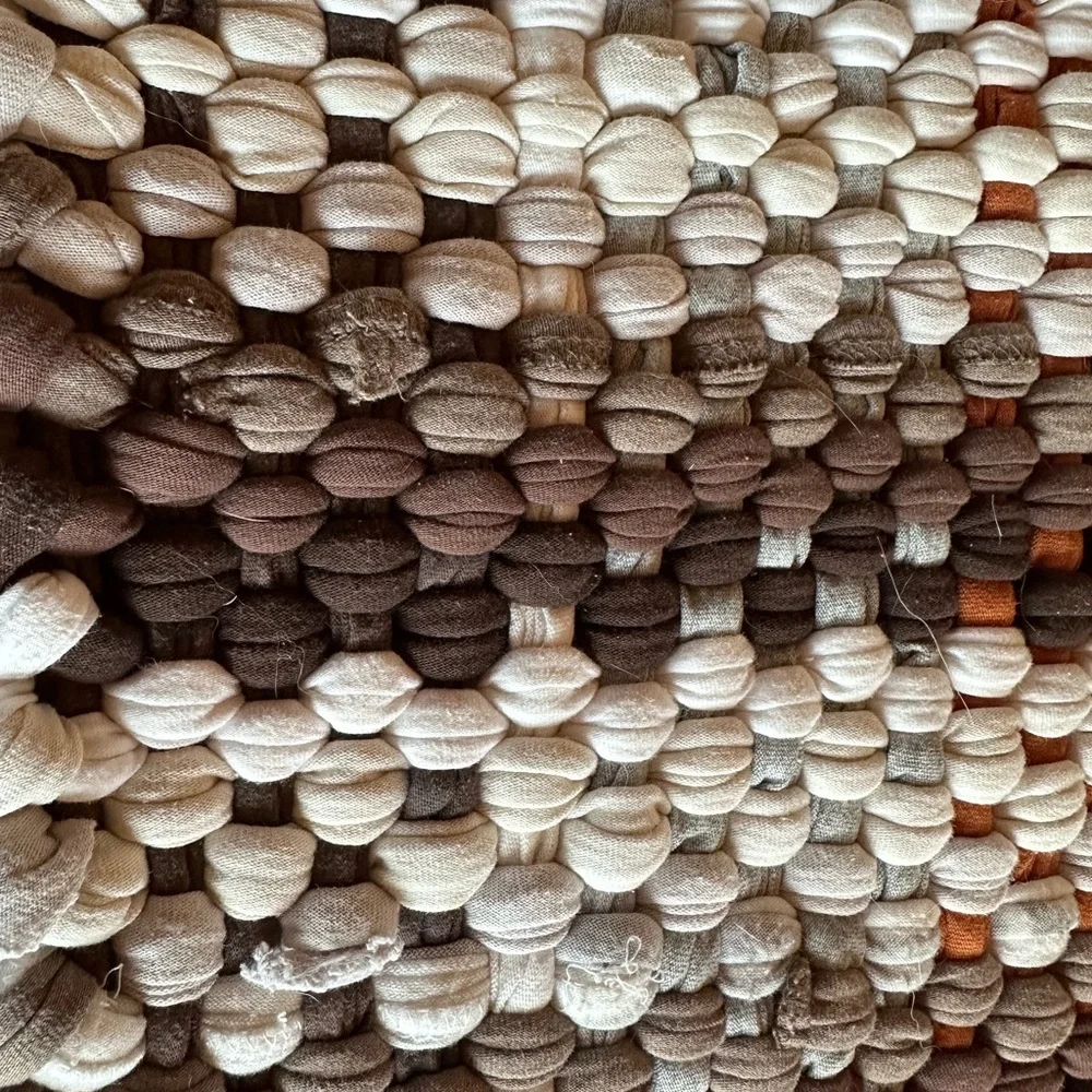 Handwoven Loomed Rag Rug Bathroom Kitchen Entry Giant Trivet Rust Loose Weave